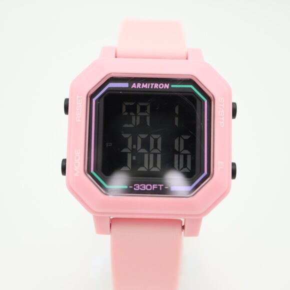 Armitron Womens Digital Sport Watch 36mm Square Dial Pink Black with New Battery - Picture 4 of 15